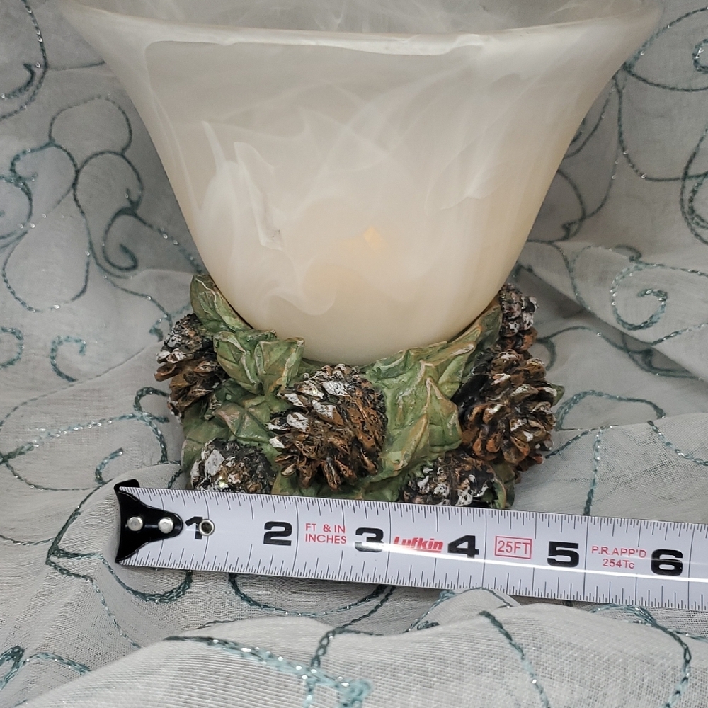 White Swirl Vase with Pinecone Base - Picture 8 of 8